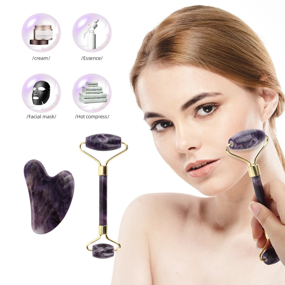 Jade Roller And Real Gua Sha Stone For Face Massager